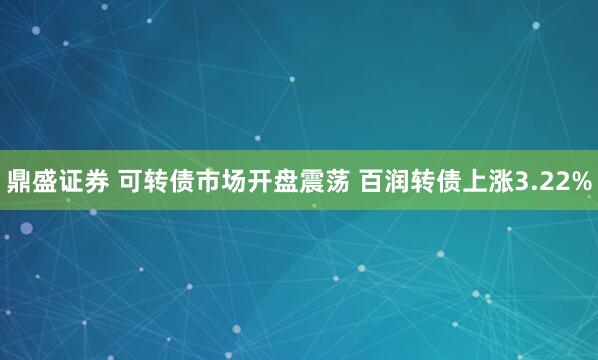 鼎盛证券 可转债市场开盘震荡 百润转债上涨3.22%